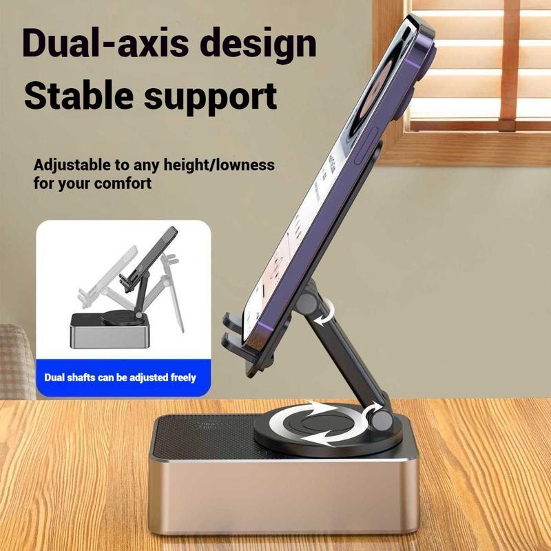 Pemegang Telefon Bimbit, Fungsi 3-dalam-1 (Pembesar Suara Bluetooth, Pengecas Tanpa Wayar, Bank Kuasa) Phone Holder 4