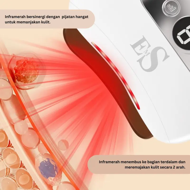 GUASHA Alat Pijat Elektrik Face Massage Electric Massager Green - Natural Bianstone 2in1 Fisioterapi Scraping Kerikan Kerokan badan dan wajah Facial Mengencangkan Perawatan Muka 2