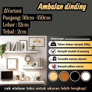 ambalan dinding aesthetic gantung furniture P. 30-60 cm L12cm. T 2cm furniture Putih rak tahan panas kebutuhan rumah tatakan