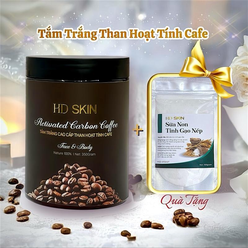 [BAO BÌ MỚI] Tắm Trắng Cao Cấp Than Hoạt Tính Cafe 350g Tặng (Sữa Non Tinh Gạo Nếp trắng da TTBC )