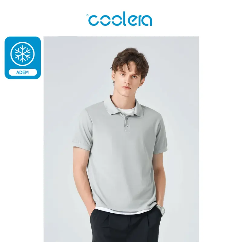 [AIRism]Coolera Polo Shirt Pria Polos Putih Lengan Pendek T shirt Hitam Katun Kaos 0