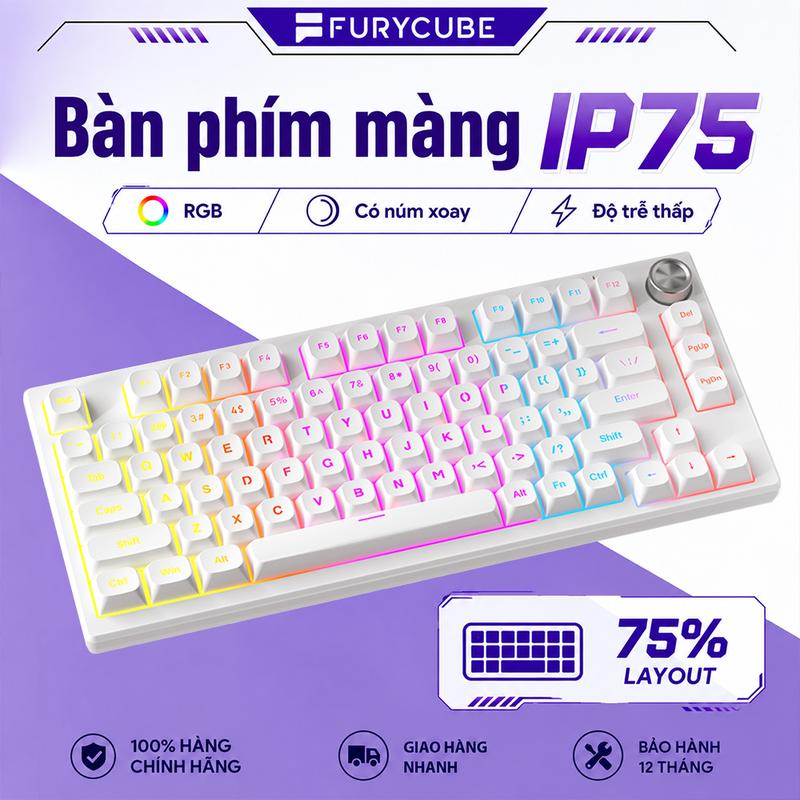 Bàn Phím FURYCUBE IP75, LED RGB, Phím PBT Cao Cấp, Gõ Êm Chống Ồn Cho Win/ MacOS, Văn Phòng