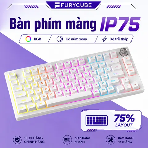 Bàn Phím FURYCUBE IP75, LED RGB, Phím PBT Cao Cấp, Gõ Êm Chống Ồn Cho Win/ MacOS, Văn Phòng