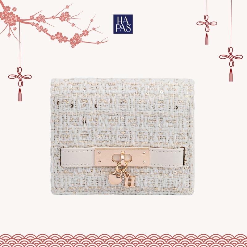   BST TWEED NO.2  Ví nữ Jody HAPAS Dạ Tweed Ví Ngắn Đai Ngang Size 11 - VN25093 