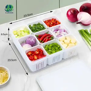 kotak saringan wadah bawang 9 sekat tempat buah sayuran dengan penutup