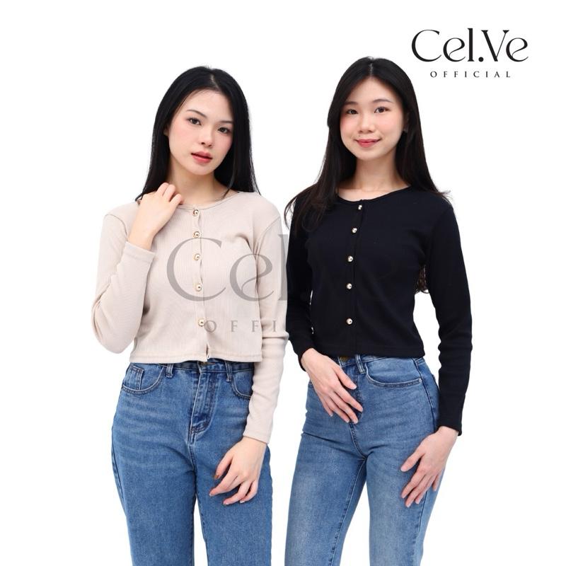 SALE CELVE - Evelyn Gold Button Knit Top (Blouse Atasan Rajut Kancing Emas Wanita Knit Basic Simple) 1