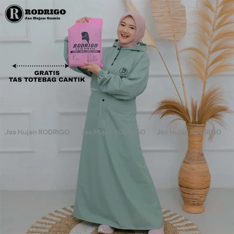 MANTOL JAS HUJAN GAMIS RODRIGO PREMIUM HIJABER JUMBO WATERPROOF TEBAL ELASTIS PVC 3