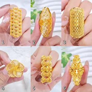 (Beli 2 Bonus 1 Random)Cincin Dubai Dewasa besar Warna Gold 24k Aksesoris Wanita|Aksesoris Wanita-Anti Karat-Anti Hitam