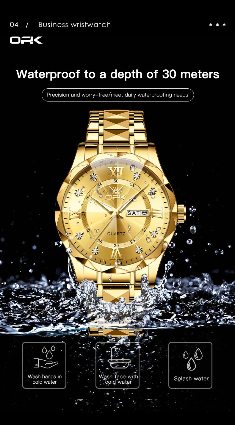 Product Introduction of 【1 year warranty】OPK Đồng hồ nam chống nước nguyên bản bằng thép không gỉ  Watch 6023 Metal Material round Watch Waterproof original in stock many colors to choose from free box 3