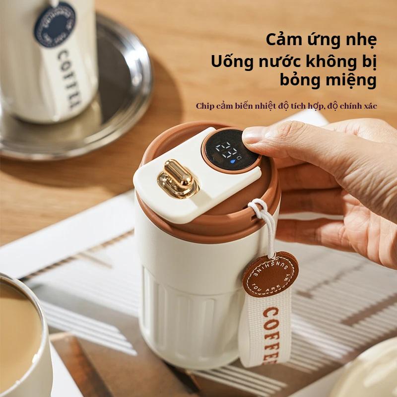 Cốc Giữ Nhiệt Thép Không Gỉ 316 Màn Hình Nhiệt Độ Thông Minh – Cốc Cà Phê Cao Cấp Cho Cô Gái, Thiết Kế Tinh Tế, Kèm Cốc Nước, Phù Hợp Văn Phòng binh giu nhiet 1