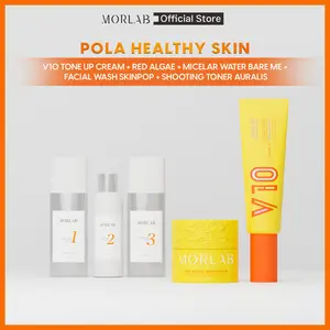 POLA HEALTHY SKIN - MORLAB V10 TONE UP CREAM + RED ALGAE + MICELAR WATER BARE ME + FACIAL WASH SKINPOP + SHOOTING TONER AURALIS
