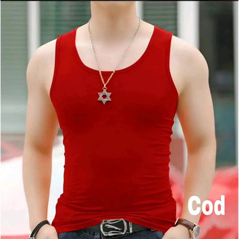 Singlet Pria Motif Polos / Kaos tanpa lengan / kaos dalam / Baju lekbong cowok santai keren fashion Dewasa Atasan Hitam 1