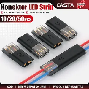 CASTA Blok Terminal Konektor Kabel 2 Pin 20/50PCS Quick Splice Push-in untuk LED Strip Low Voltage Tidak Mudah Lepas