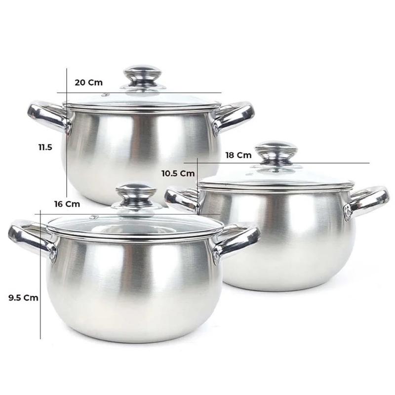 [EXCLUSIVE KOKOPANCI]QME – 3in1 Soup Pot  Panci Set Multi Fungsi 3 Pcs Stainless Steel Uk 16/18/20CM Serbaguna - Kitchenware