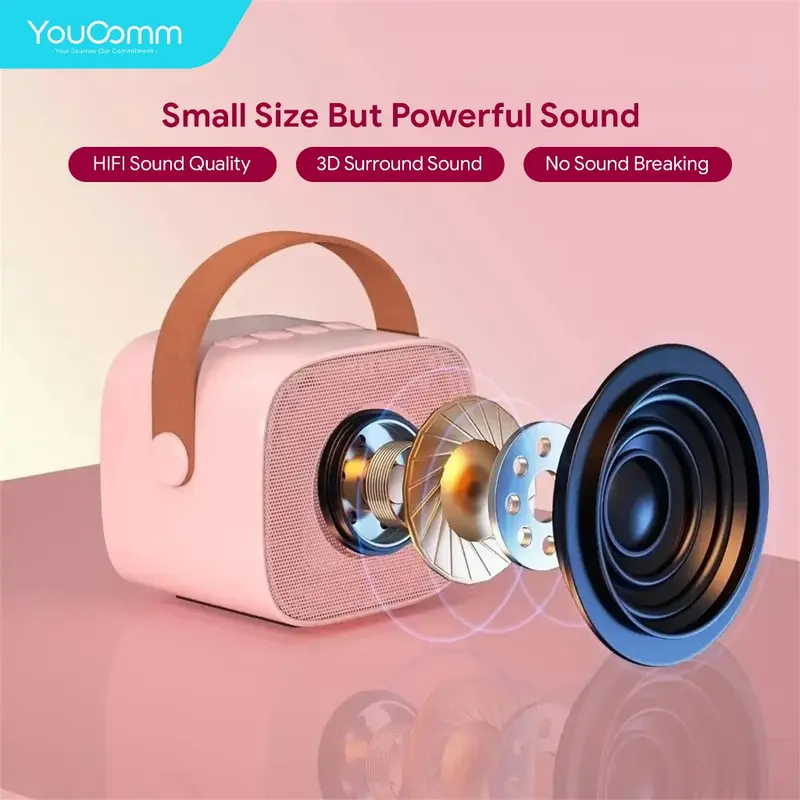 Youcomm Karaoke Mini Speaker Microphone Karaoke Premium Set Speaker Bluetooth Wireless With Mic Karoke Bluetooth Full bass Portable Speaker K1 4