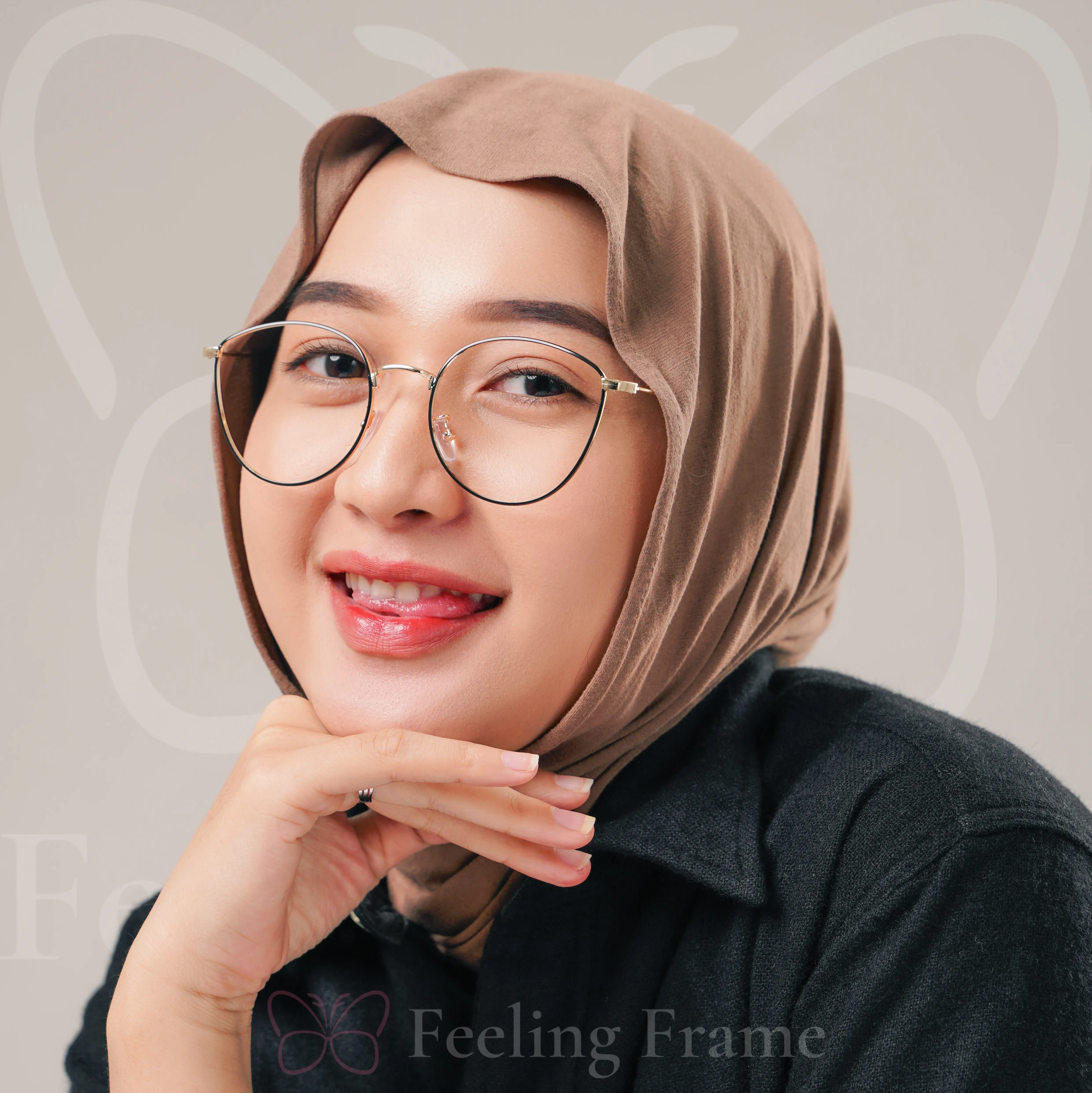 (BELI 1 GR4T1S 1)Frame kacamata semi cat eye fairy series Bluecromic Frame Lensa Perempuan Antiradiasi Blueray Cewek Eyewear