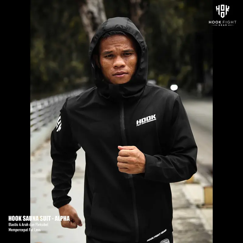 Jaket Sauna Suit Olahraga Baju Jas Pembakar Lemak Elastis Hook 7