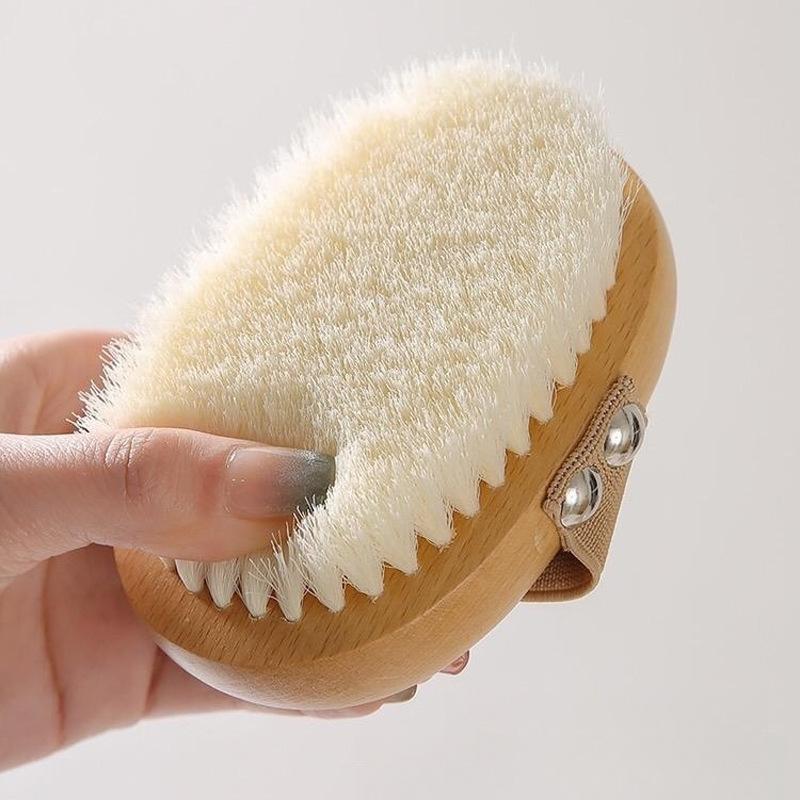  Bàn Chải Khô Chải Body Massage Tẩy Da Chết Toàn Thân - Dụng Cụ Tắm Khô Body Brush - Chất liệu gỗ và đầu lông nhựa dùng massage cơ thể khi tắm. 
