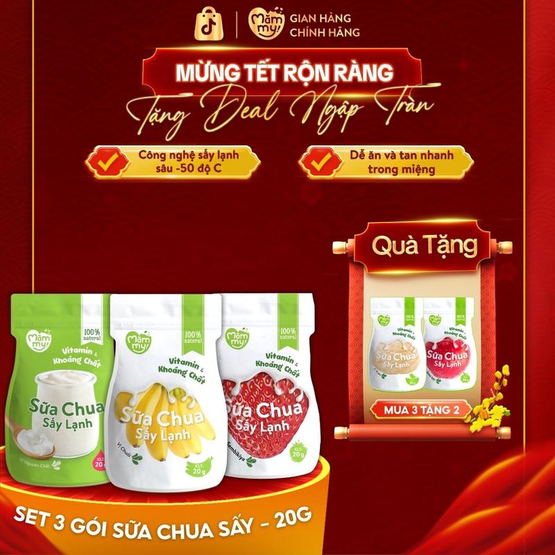   KOC  Combo 3 Gói Sữa Chua Sấy MĂMMY  Dâu Chuối Nguyên Vị  Hỗ Trợ Tiêu Hoá Bổ Sung Lợi Khuẩn Giàu Vitamin Cho Bé Từ 6 Tháng Gói 20gr  MUA 3 TẶNG 2  