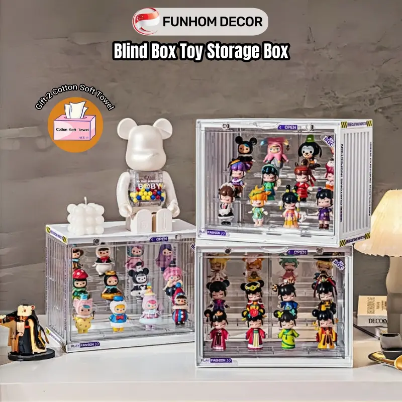 [SG Stock]Blind Box Storage Acrylic Popmart Display Box Figurine Display  Molly Labubu Cabinet Rack With Removable Shelf