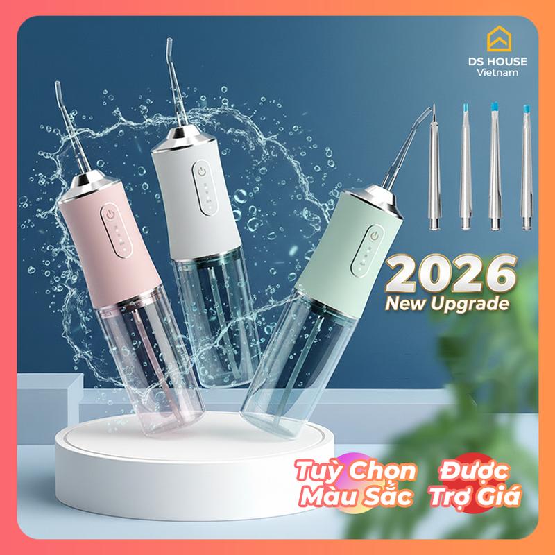   Tùy Chọn Màu  Máy Tăm Nước Cá Nhân Oral Irrigator 2026 New Upgrade - 3 Chế Độ Phun - 4 Đầu Phun Làm Sạch Răng Sâu - Dung Tích 230ml - Pin Sạc USB 1200mAh 