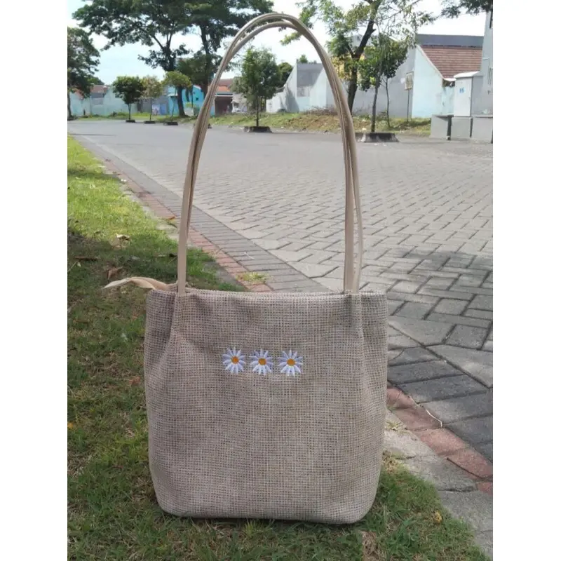 Totebag Bunga Daisy Tote Bag Kanvas Gail Resleting Aesthetic 2