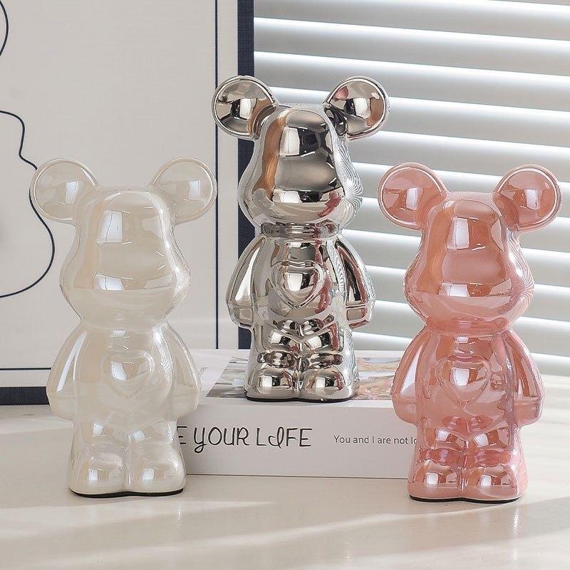 GẤU BEARBRICK BỤNG TIM 18,21,28CM, Ống Heo Tiết Kiệm, Decor Trang Trí Nhà Cửa, Q
