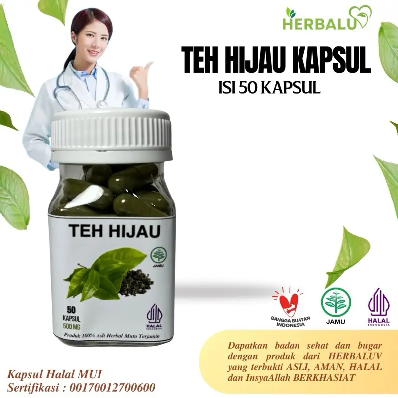 HERBALUV Kapsul Daun Teh Hijau Original Herbal