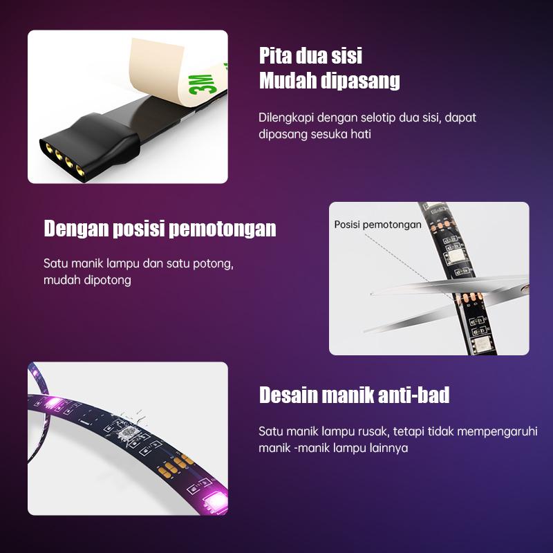 Lampu Strip LED RGB USB CCTV 5050 Putih Hangat IP44 1-5M 5V + Remote Control 5050 lampu  karakter  kamar 7