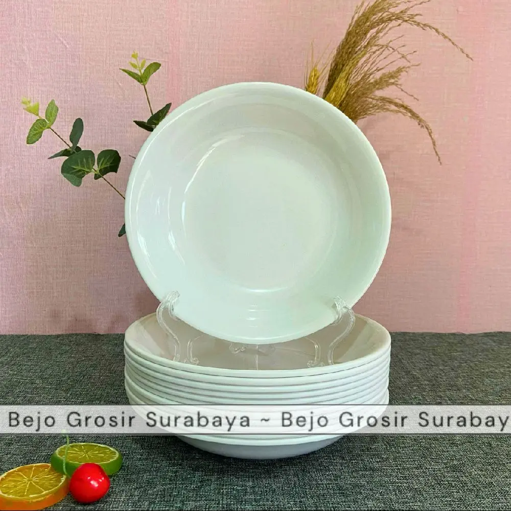 Piring Melamin Cekung 9 inch (22,5cm) - Piring Makan Kuah - Piring Polos Motif - Piring Melamin