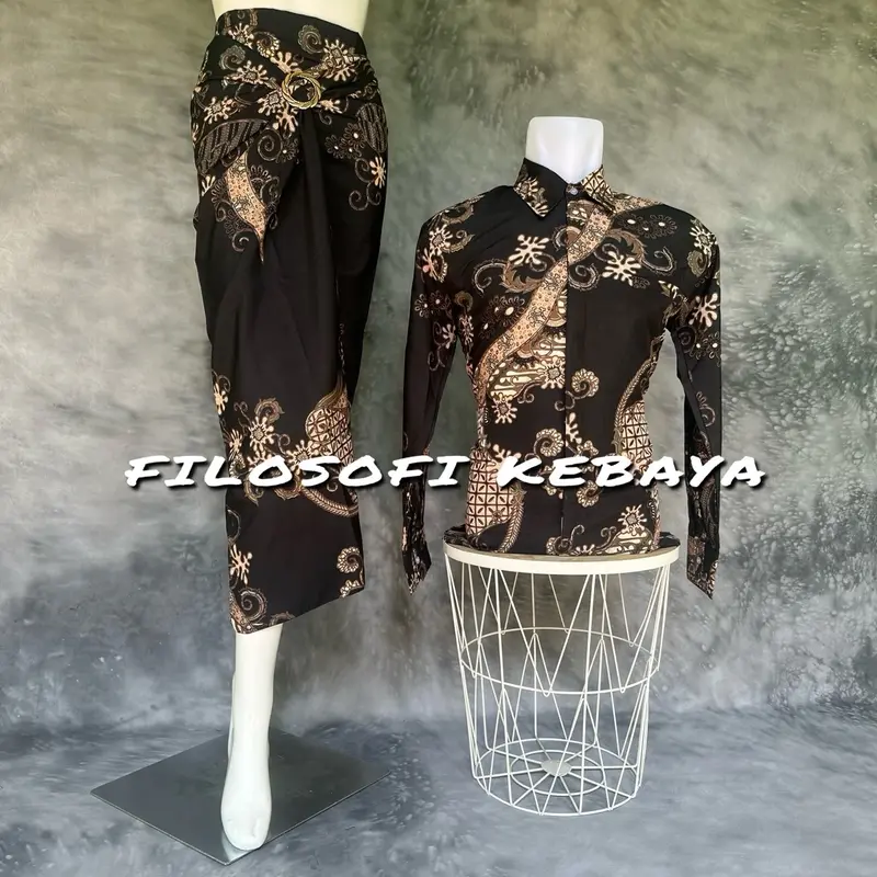FILOSOFI KEBAYA - ROK LILIT BATIK COUPLE  LENGAN PANJANG COUPLE PASANGAN part 3 Kondangan Motif Mewah Tebal Seragam 1