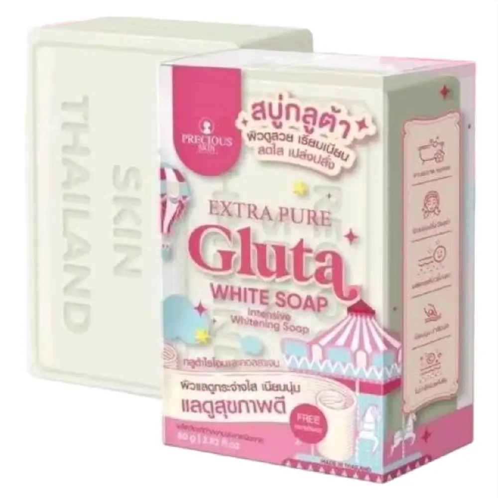 gluta glutathione pure soap Precious Skin Extra White https://jjzonlineboutique.com/products/precious-skin-extra-pure-gluta-white- soap Extra Pure Gluta White Soap Thai whitening soap with collagen & AHA to brighten skin, fade dark spots & even tone Glutathione Pink Precious Skin Extra