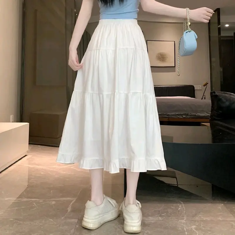 ROK RUFLA MIDI SKIRT CERUTI CERUTY FULL FURING JUMBO PREMIUM EKSKLUSIF PEREMPUAN WANITA MUSLIMAH TERMURAH BTCSOLO Karet Maxi Panjang Dewasa 2