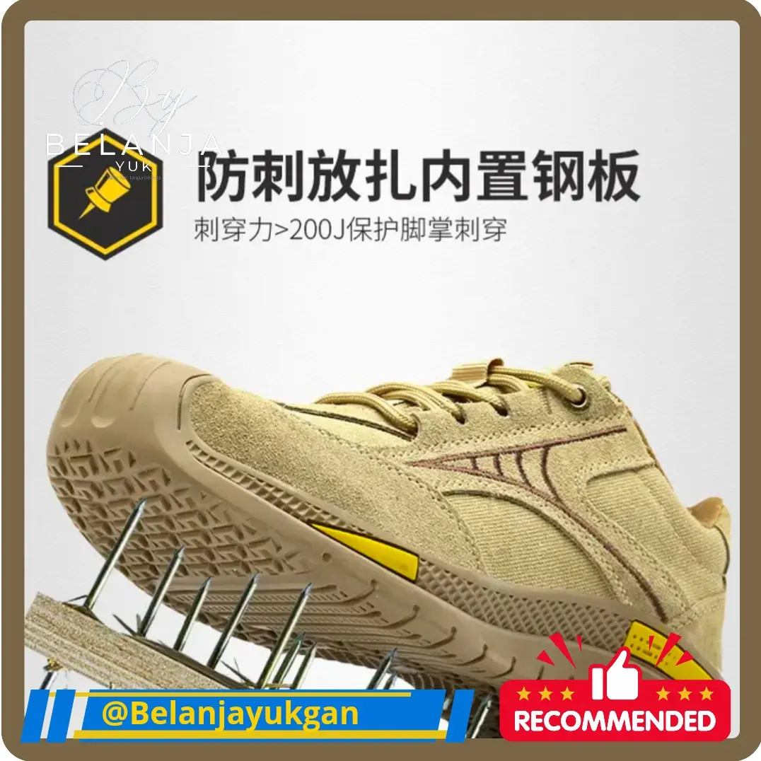 (By04)Sepatu Safety Pria sepatu anti Paku Sepatu kerja Lapangan Shoes Ujung Besi