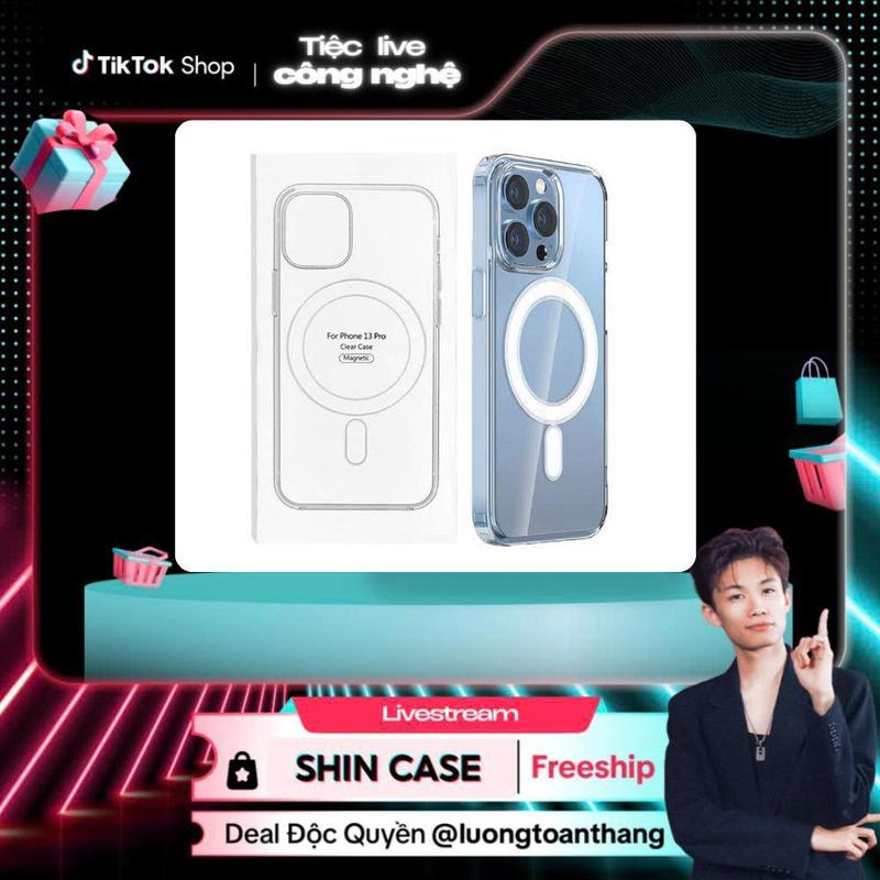 [Shin Case X Luongtoanthang712] Ốp Lưng iPhone Trong Suốt Từ Tính Hỗ Trợ Đế Sạc Không Dây Cao Cấp Sang Trọng cho iP X/Xs/Xr/11/12/13/14/15/16/17/Pro/Max SHINCASE