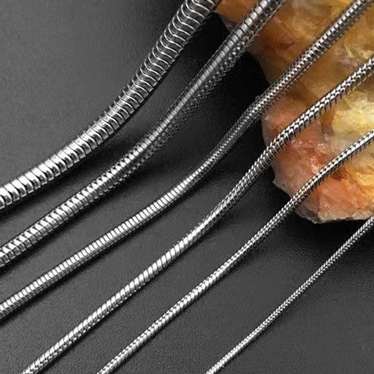 Kalung Titanium Polosan Pipih Dan Bulat Wanita Laki Laki 4