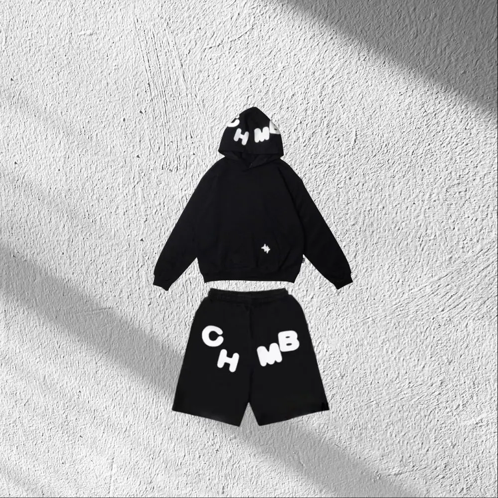 1set Hoodie & shortspants hitam