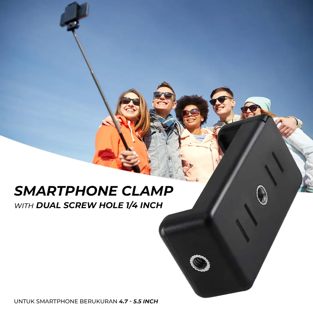 COD Universal Clamp for Smartphone with Dual Screw Hole 1/4 Inch - RV79 Terlaris Holder Ponsel Tripod Penyangga