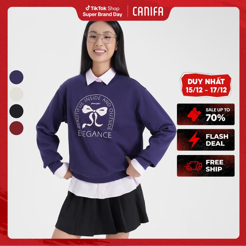   SBD 15-17 12  Áo nỉ nữ có hình in CANIFA 6TW24W002 