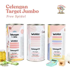Celengan Target Jumbo Aesthetic – Celengan Tabungan Harian Anak & Dewasa, Kapasitas Besar, Anti Pecah, Anti Rayap Bisa Dibuka Tutup Plastik