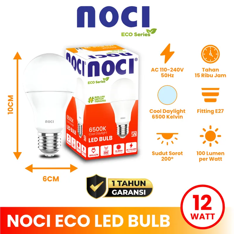 Noci Eco Series Lampu Bohlam Murah LED Bulb 5-24 Watt Cahaya Super Putih Hemat Daya