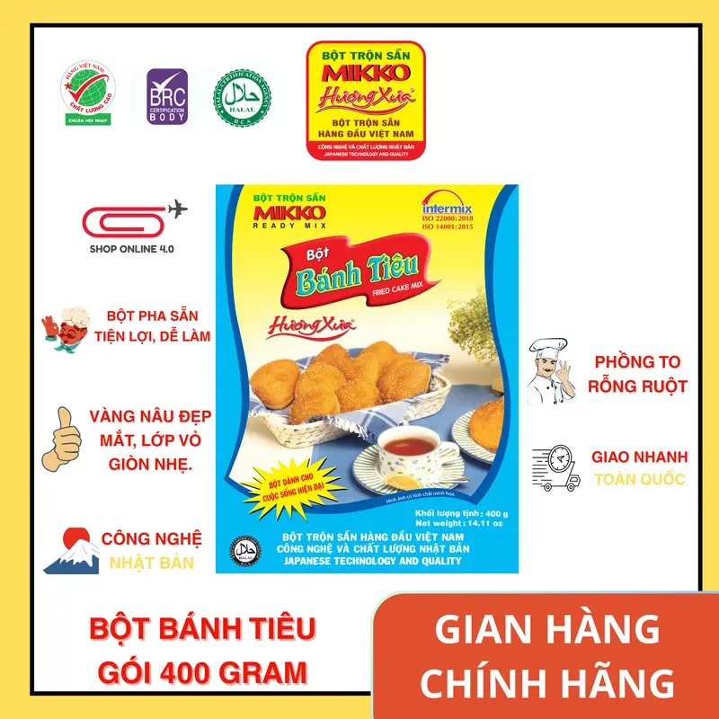 Bột bánh tiêu Mikko Hương Xưa gói 400g - Hàng chính hãng. 0