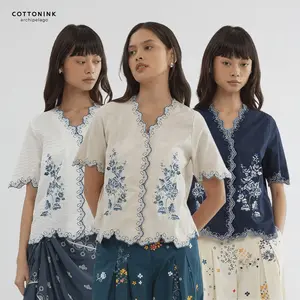 COTTONINK - Atasan Blouse Wanita Layal Rekah Putih #BestSelling