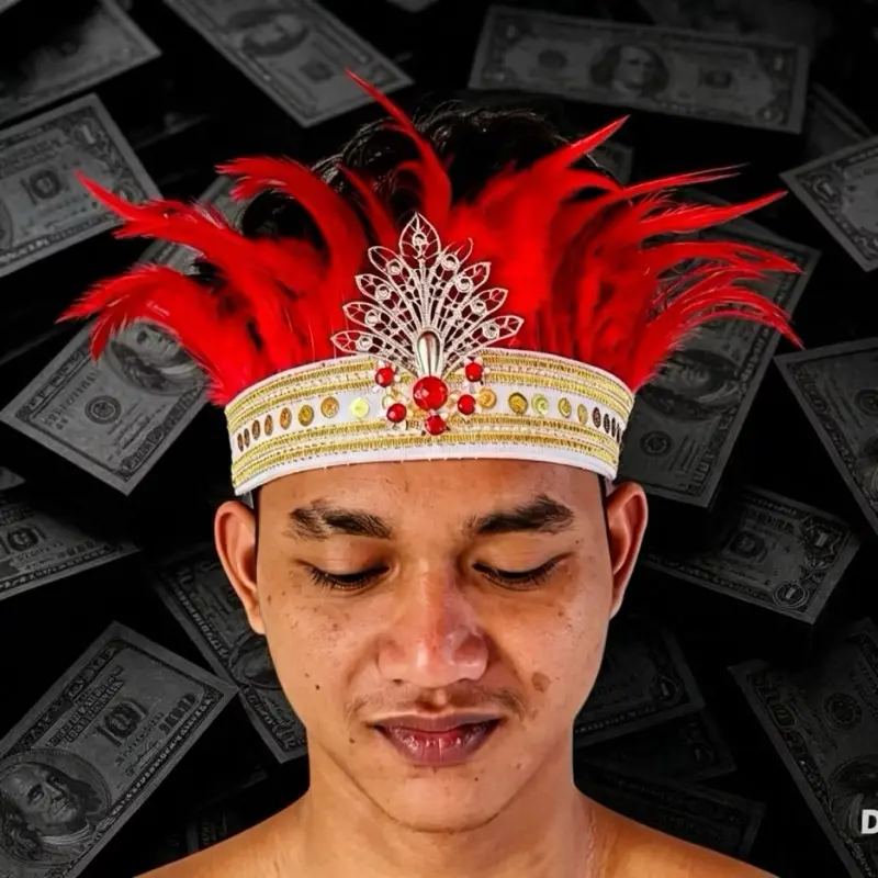 aksesori mahkota bulu merah model terbaru