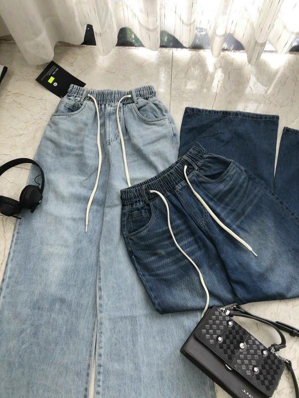 3 SIZE 45-60KG TÙY CHIỀU CAO] QUẦN JEAN CC0123 ỐNG SUÔNG CÓ DÂY RÚT THẬT QUẦN DÀI 98CM ỐN RỘNG 28CM HOT TREND NỮ 4