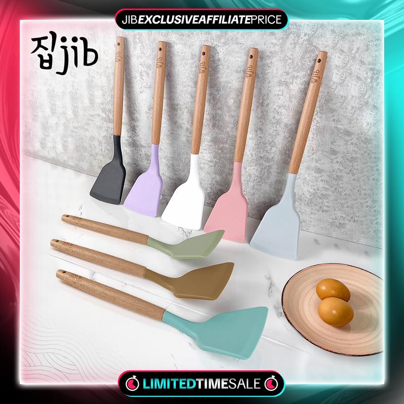 [EXCLUSIVE CREATOR] JIB Silicone Utensil Spatula / Spatula Silicon / Utensile Turner / Sutil Silikon Tahan Panas Gagang Kayu 1