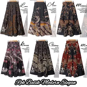 ROK BATIK WANITA  MODERN MOTIF TERBARU PREMIUM ELEGAN PINGGANG KARET Formal Casual Bawahan Rok Wanita Kekinian  Rok payung ootd etnik cantik rok rempel panjang Katun Nyaman Santai