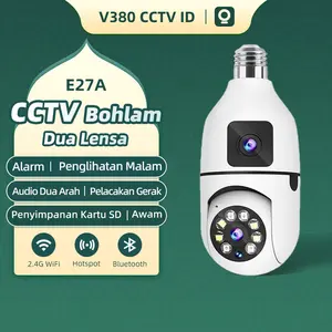 【Eksklusif】COD V380 CCTV Bohlam Indoor Dual Camera HD Wi-Fi BULB PTZ Lensa Ganda Kamera keamanan Audio Dua Arah