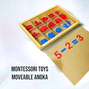 Montessori Moveable Angka Mainan Edukasi Anak Kotak koleksi tidak bebas bpa