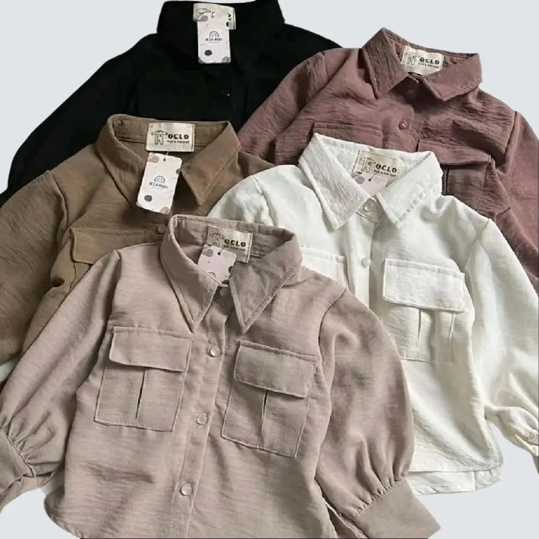 Baju Kemeja Anak / atasan anak  perempuan Shirt bahan Crinkle Premium Usia 1-14 Tahun Terbaru - Fashion model HAYRA